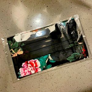 Johnny Was Black Floral Silk Mask